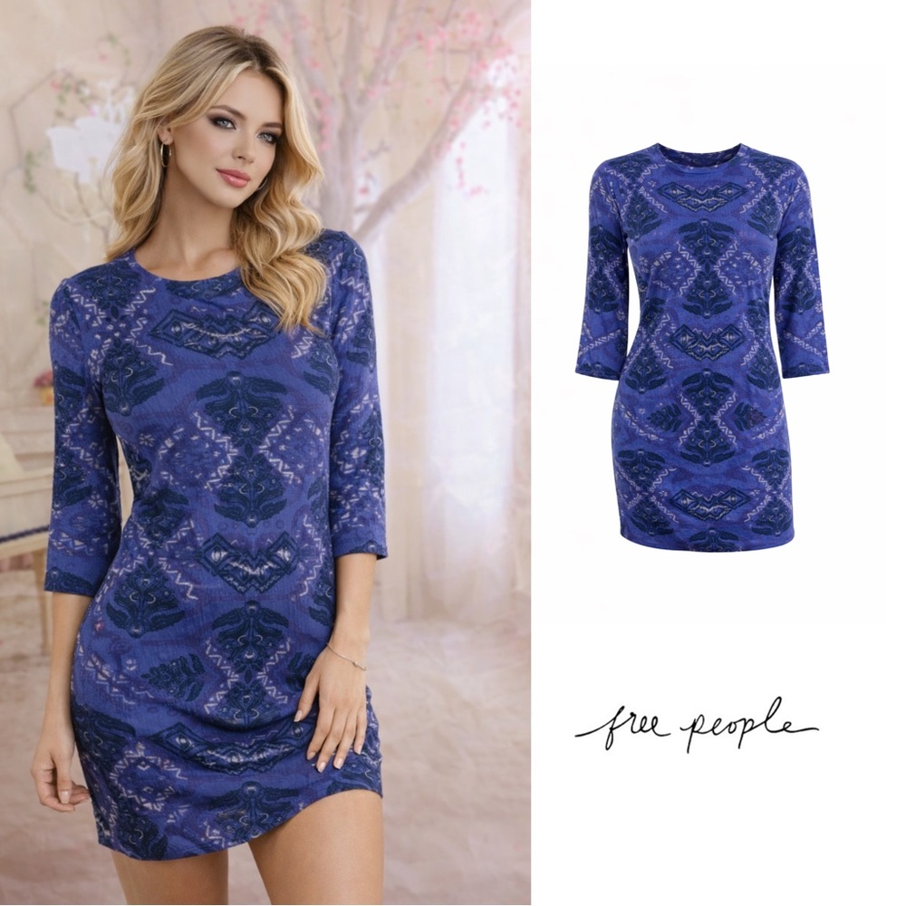 NEW Free People Midnight Bodycon Print dress